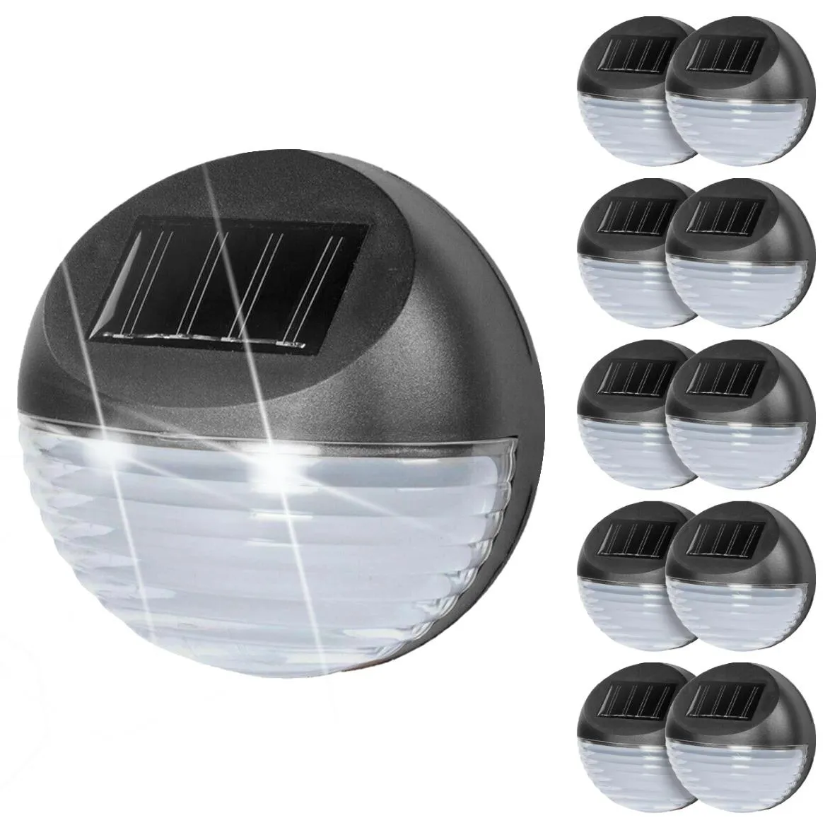 10 x Solar LED Fence Lights Black