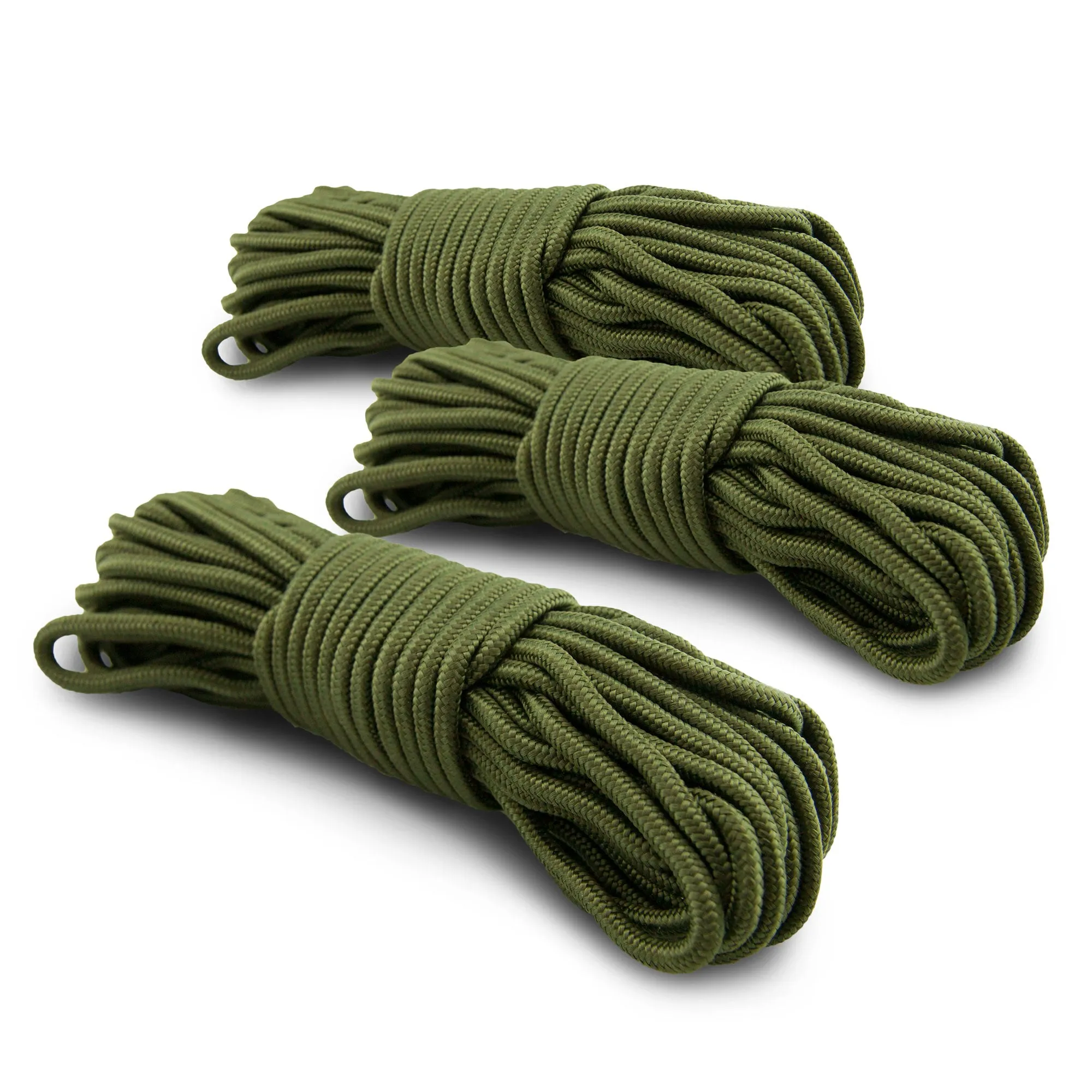 5mm Nylon Braided 50 Foot Black or Green Camping Rope