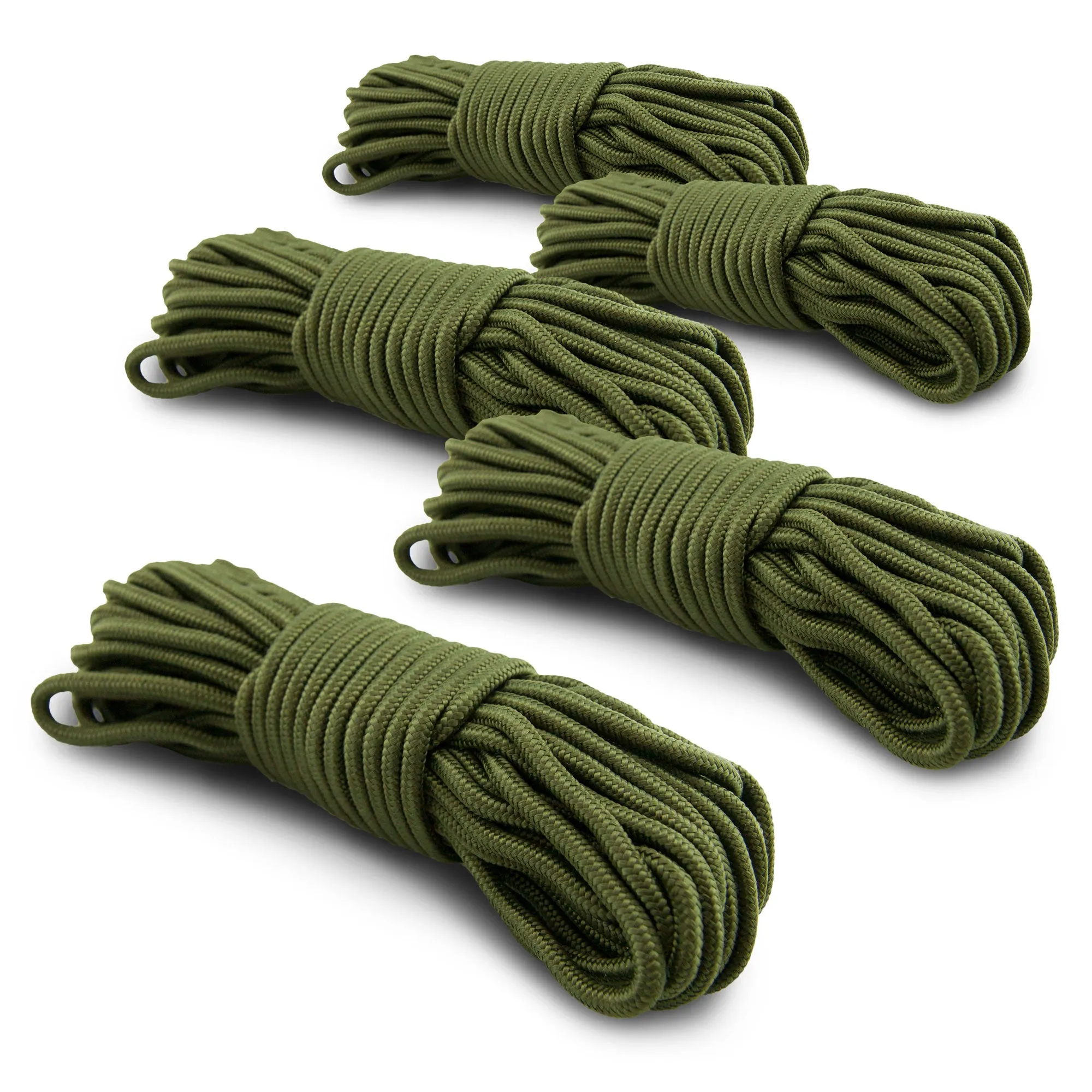 5mm Nylon Braided 50 Foot Black or Green Camping Rope