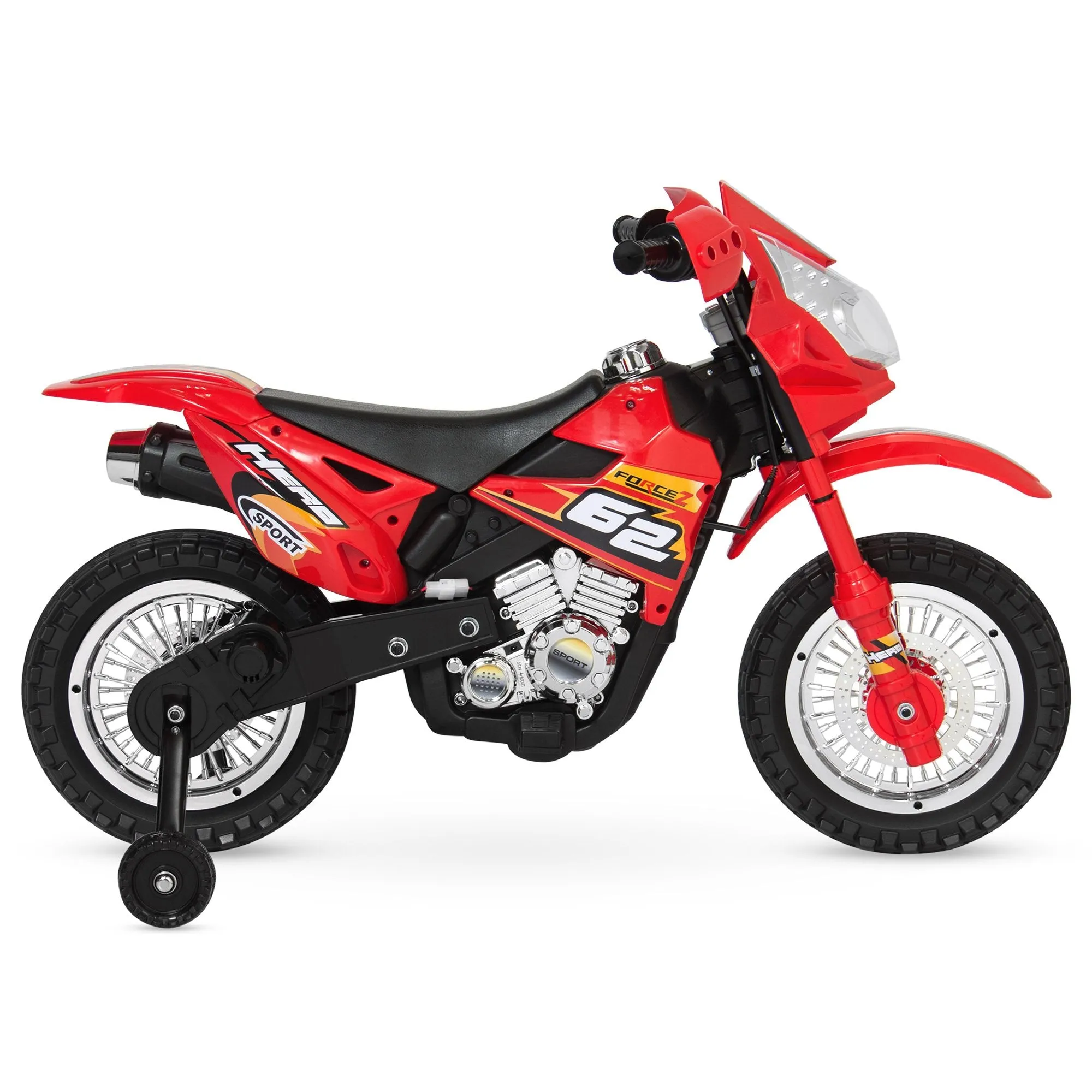 6V Kids Electric Ride-On Motorcycle Toy w/ Training Wheels, Lights, Music