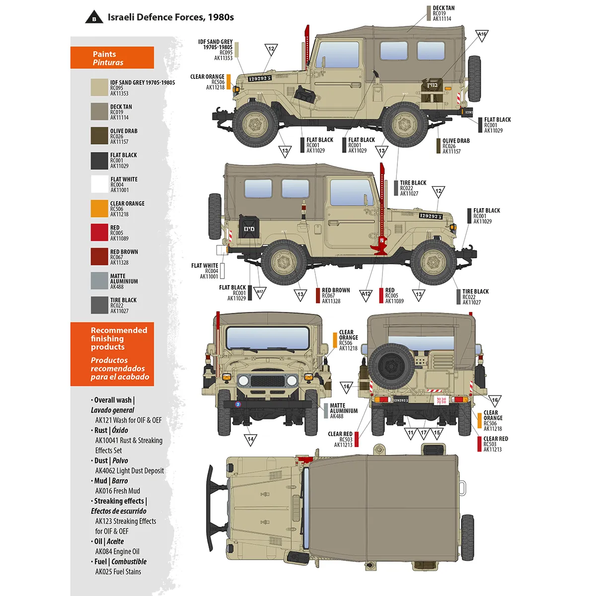 AK Interactive AK35004 1/35 Toyota FJ43 w/ Soft Top IDF & LAF