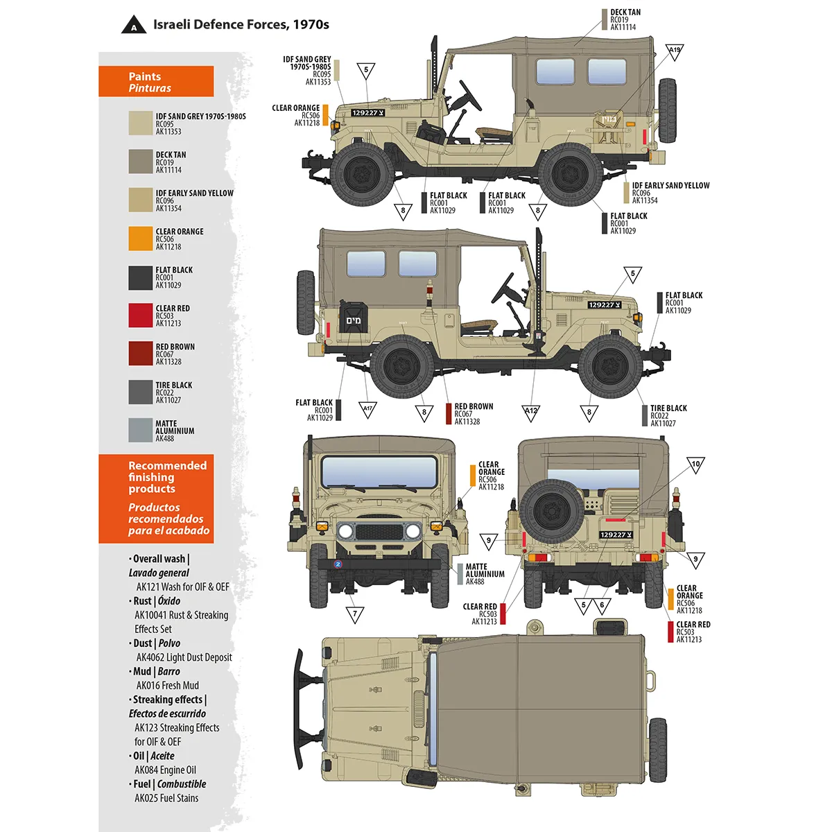 AK Interactive AK35004 1/35 Toyota FJ43 w/ Soft Top IDF & LAF