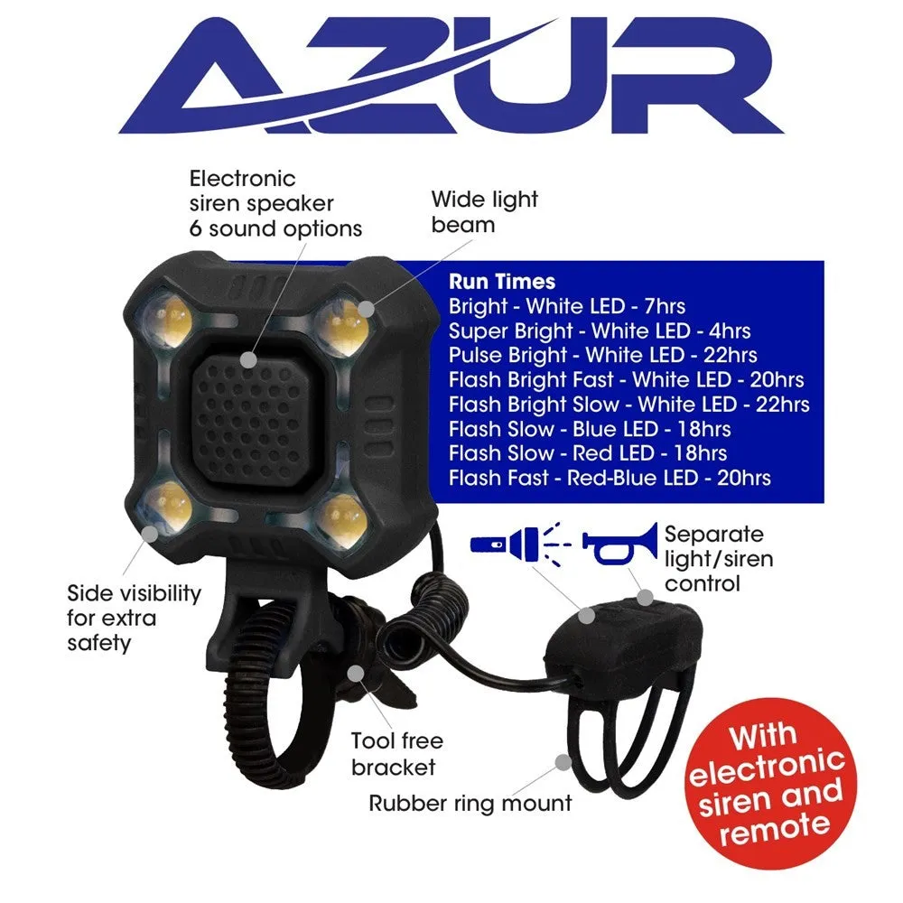 Azur Light - Quad Front Usb Rechareable - Multi Colour With Remote & Siren