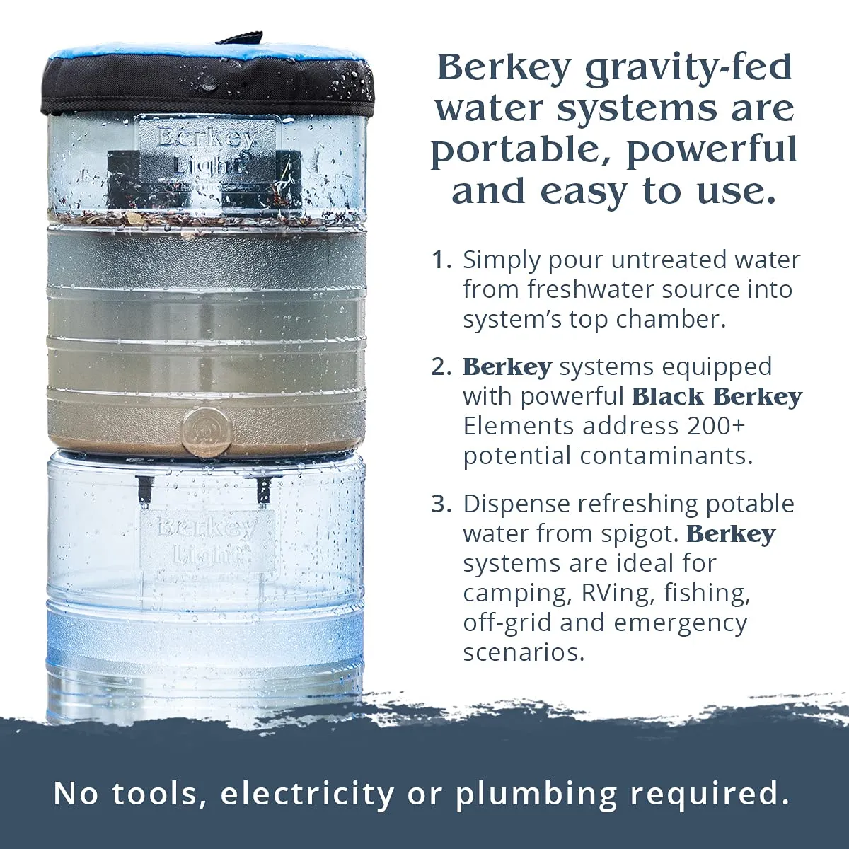 Berkey - Big Berkey BK4X2 Countertop Water Filter System with 2 Black Berkey Elements and 2 Fluoride Filters