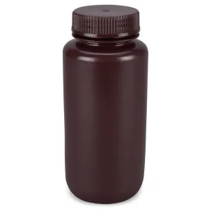 Bottle,Amber Wide Mouth,Round,HDPE,500mL