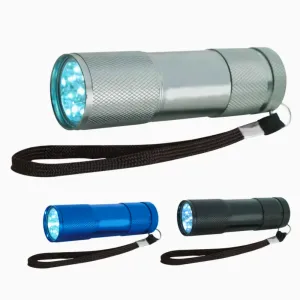 Bright Aluminum 9 LED Flashlights - 100 Pcs