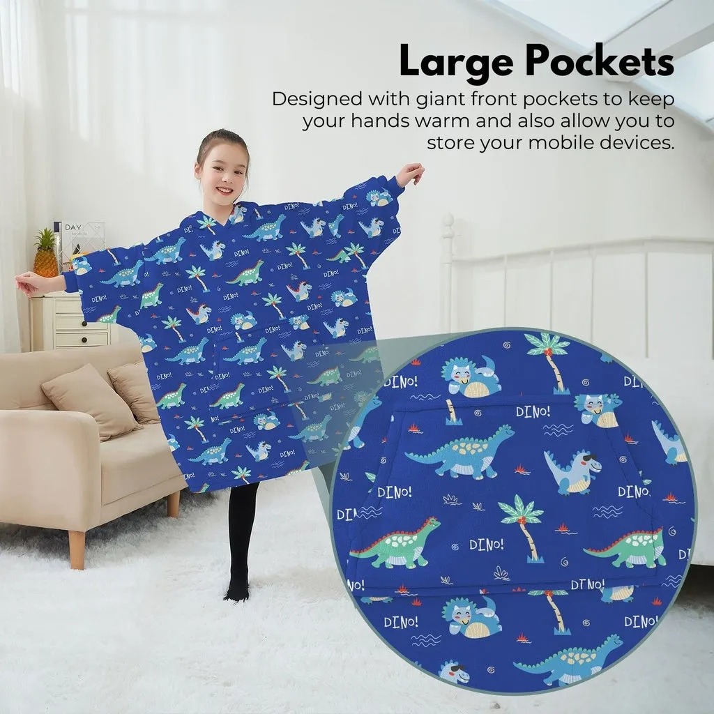 Comfy Dinosaur Kids Hoodie Blanket, Double Layers, Gominimo