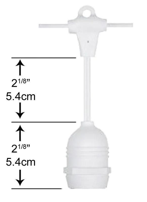 (Cord Only) 48 Suspended Socket SJTW Outdoor Commercial DIY String Light 102 FT White Cord w/ E26 Medium Base, Weatherproof