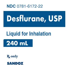 Desflurane Liquid for Anesthesia Inhalation 240 mL x 6/Case by Sandoz (RX)