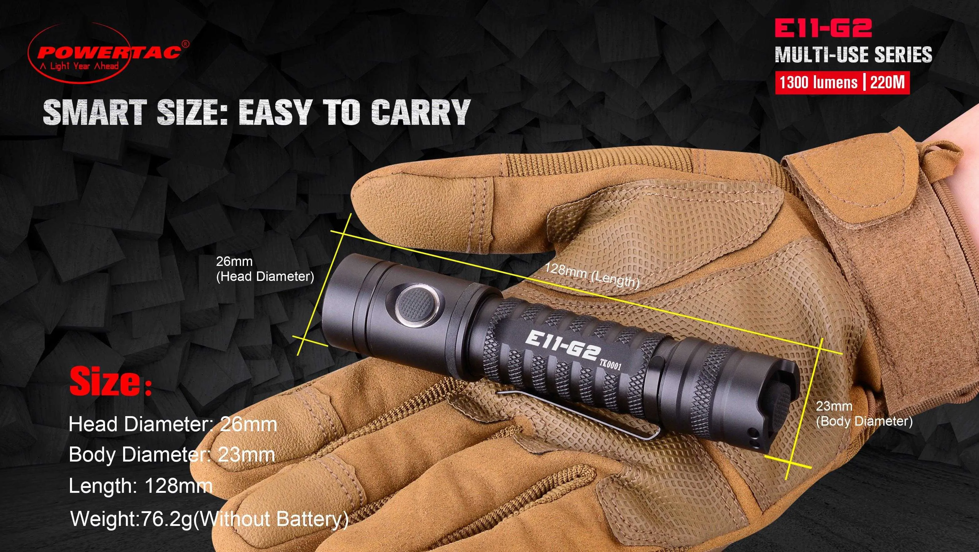 E11-G2 -1300 Lumen Rechargeable EDC Flashlight