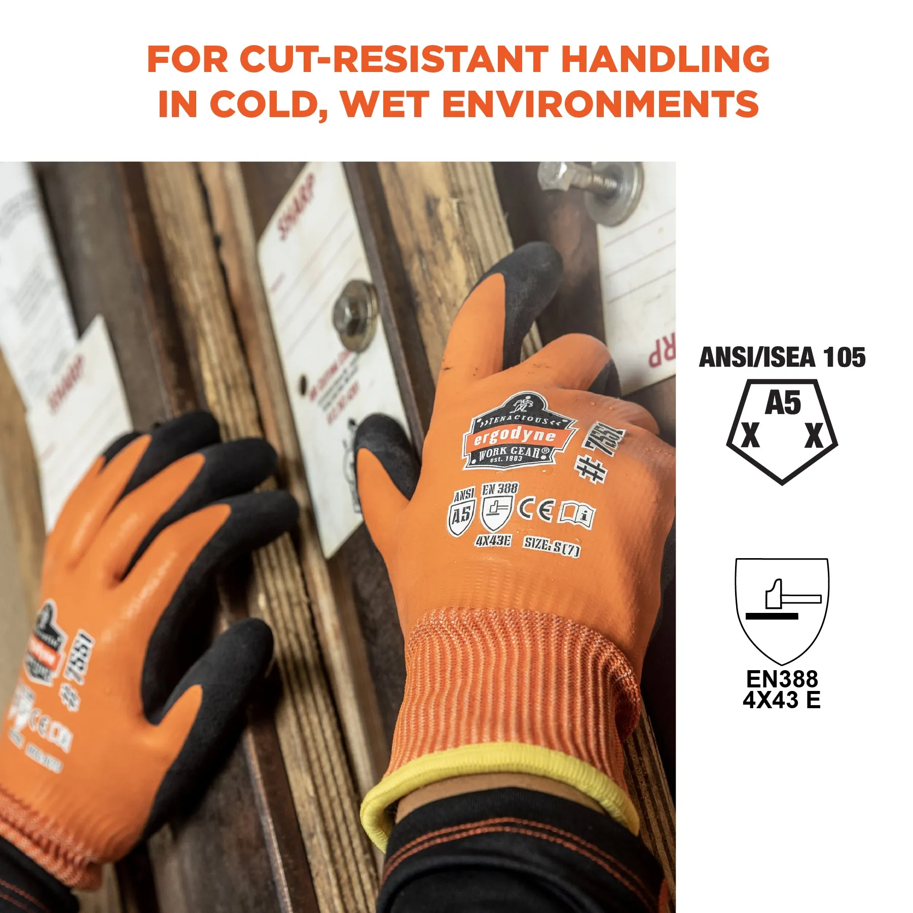 Ergodyne ProFlex 7551 Cut-Resistant Winter Work Gloves - Orange