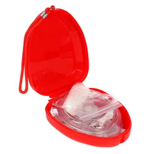 Ever Ready First Aid CPR Rescue Mask, Adult/Child Pocket Resuscitator, Hard Case with Wrist Strap   Gloves and Wipes with Inlet for O2 port