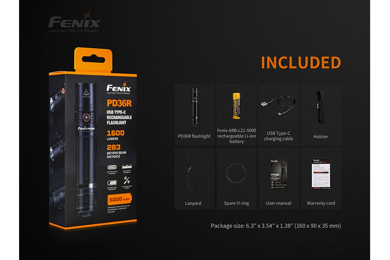 Fenix PD36R USB Type-C Rechargeable Flashlight 1600 Lumens