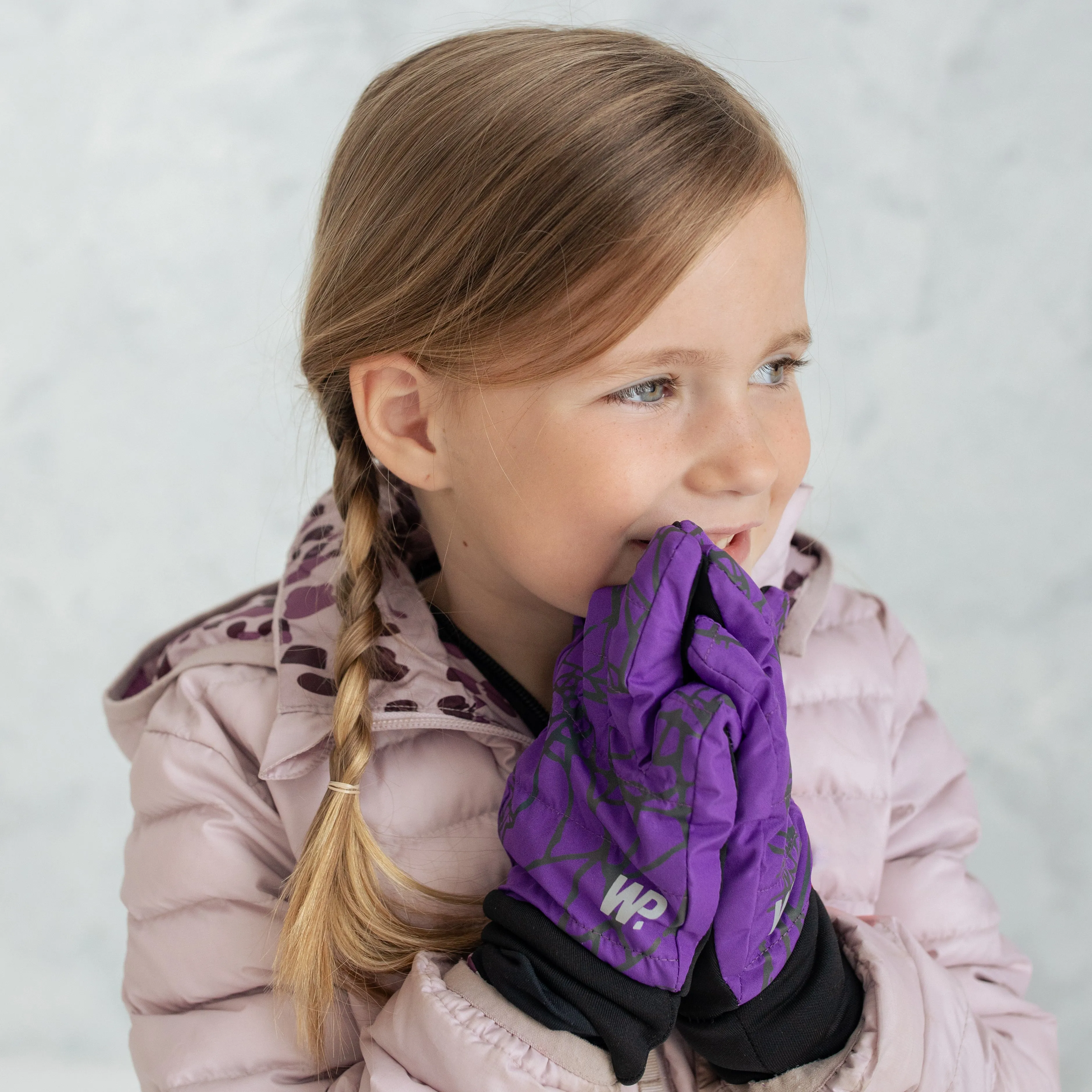 Girl's Purple Reflective Rainbow Ombre Commuter Gloves