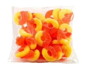 Hand Packed Peach Rings 8 Ounce Bags