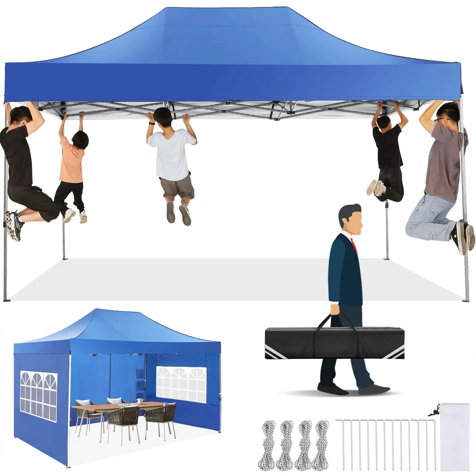 HOTEEL 10x15 Heavy Duty Pop up Canopy Tent with 4 Sidewalls,Outdoor Waterproof Canopy Tent Event Shelter for Parties,Commercial-Series