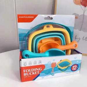 HUAYULEGOU Beach toys, foldable bucket, equipped with a sand shovel, suitable for children's beach toys