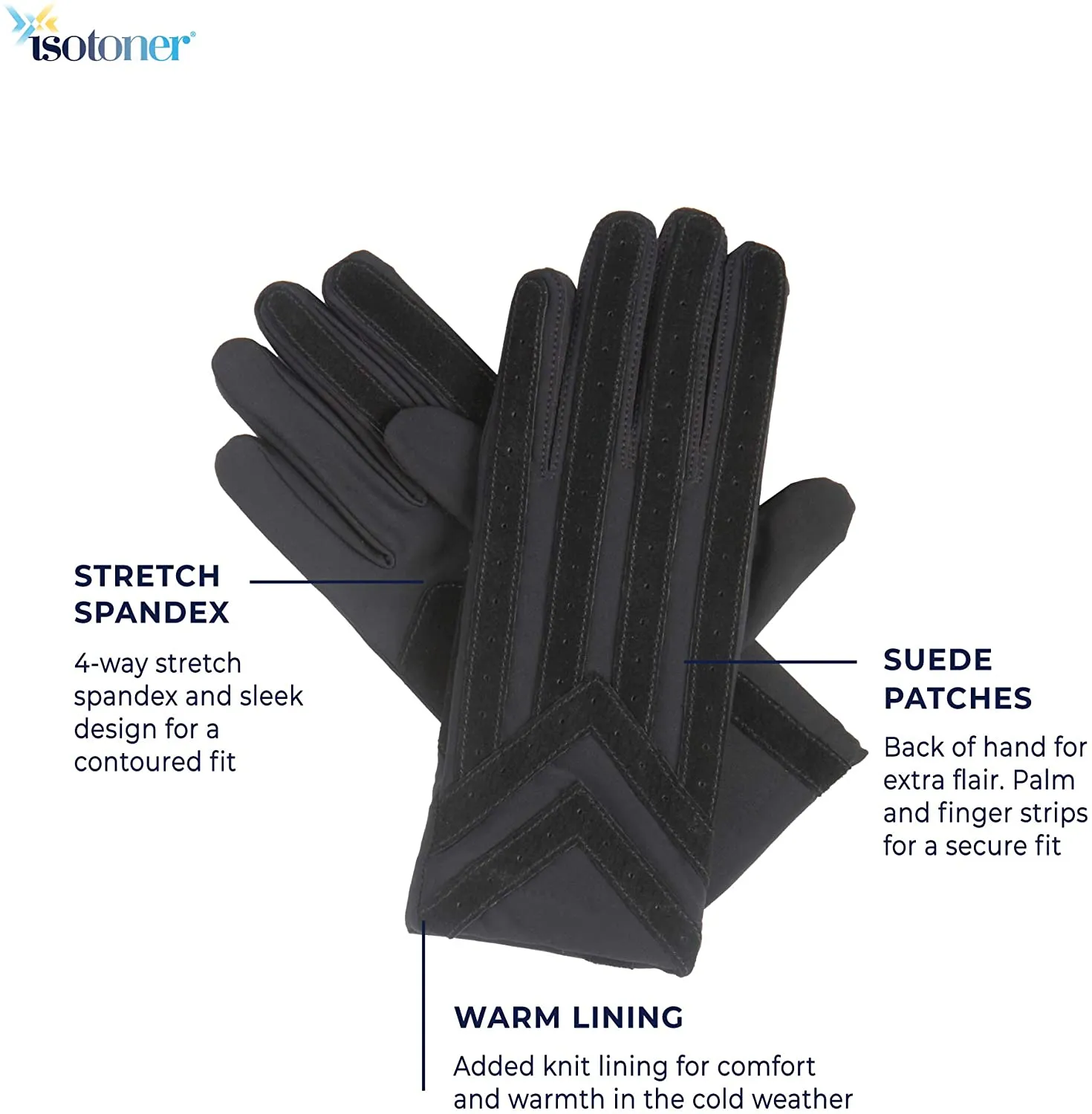 isotoner Men's Gloves with Spandex Stretch and Knit Lining