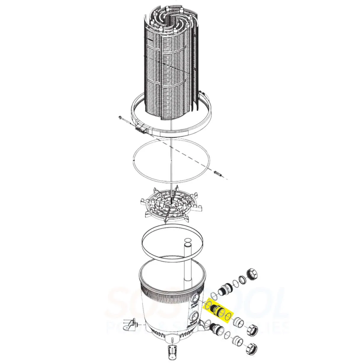 Jandy Bulkhead Assembly With O-Rings For DEL and CL Filters | R0358200