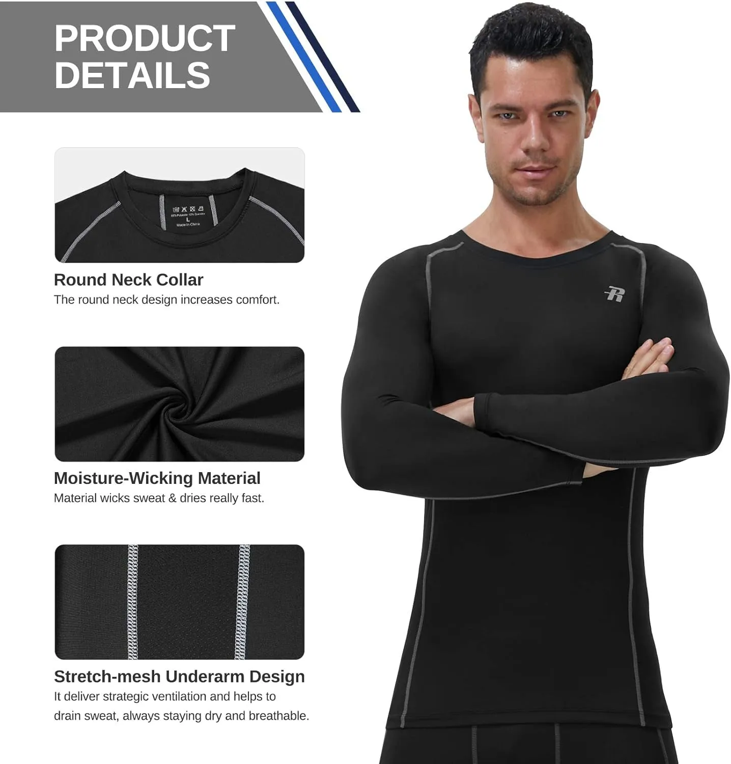 Men's Long Sleeve Cool Dry Athletic Compression shirts