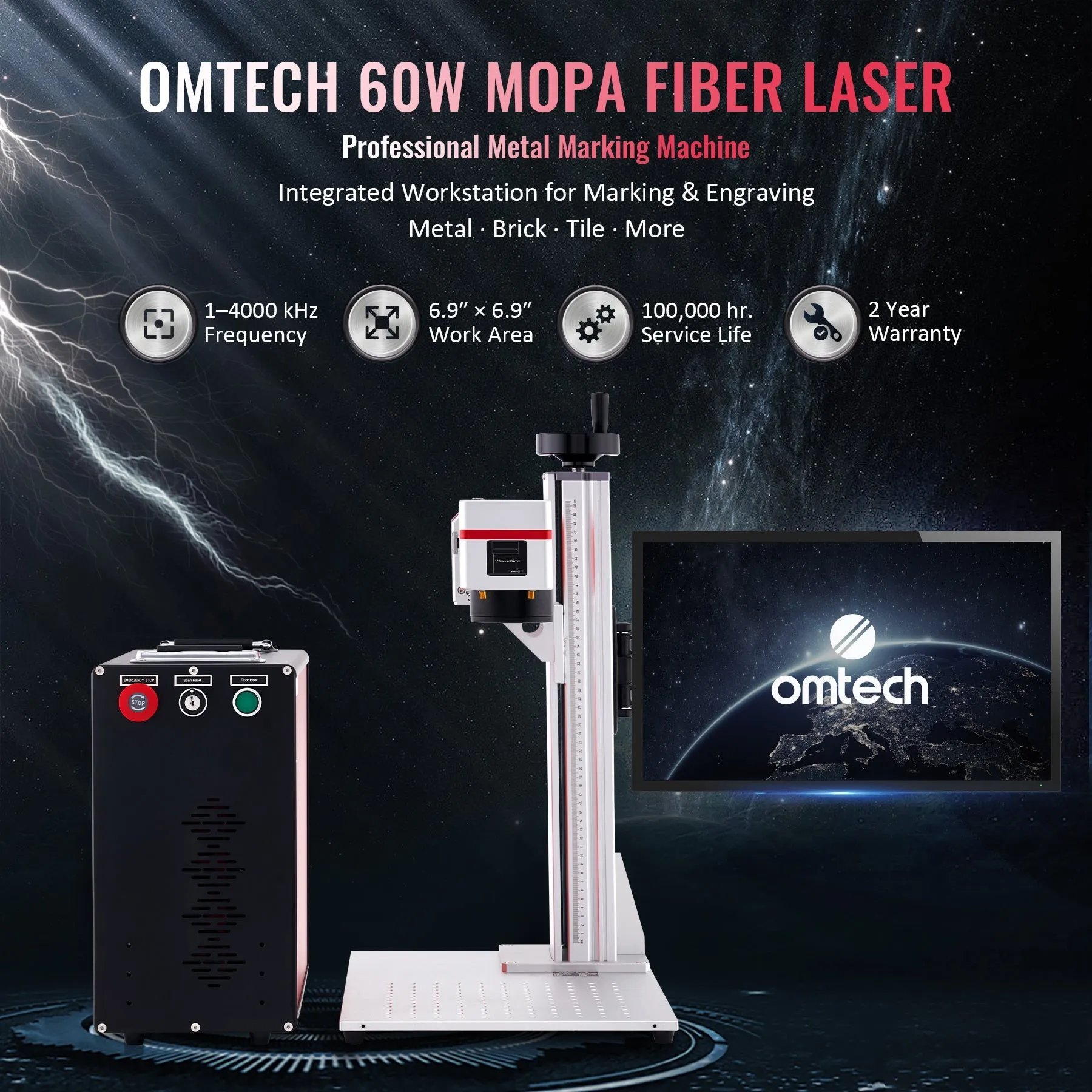 Pre-Owned MP6969-60 - 60W MOPA FIBER LASER MARKING ENGRAVING MACHINE WITH 6.9” X 6.9” WORKING AREA