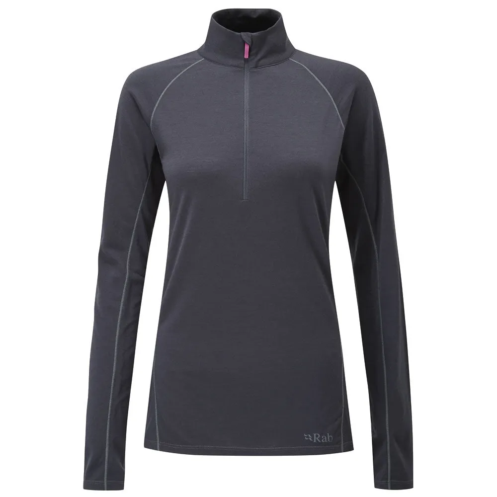 Rab Merino   160 Long Sleeve Zip Tee Wms