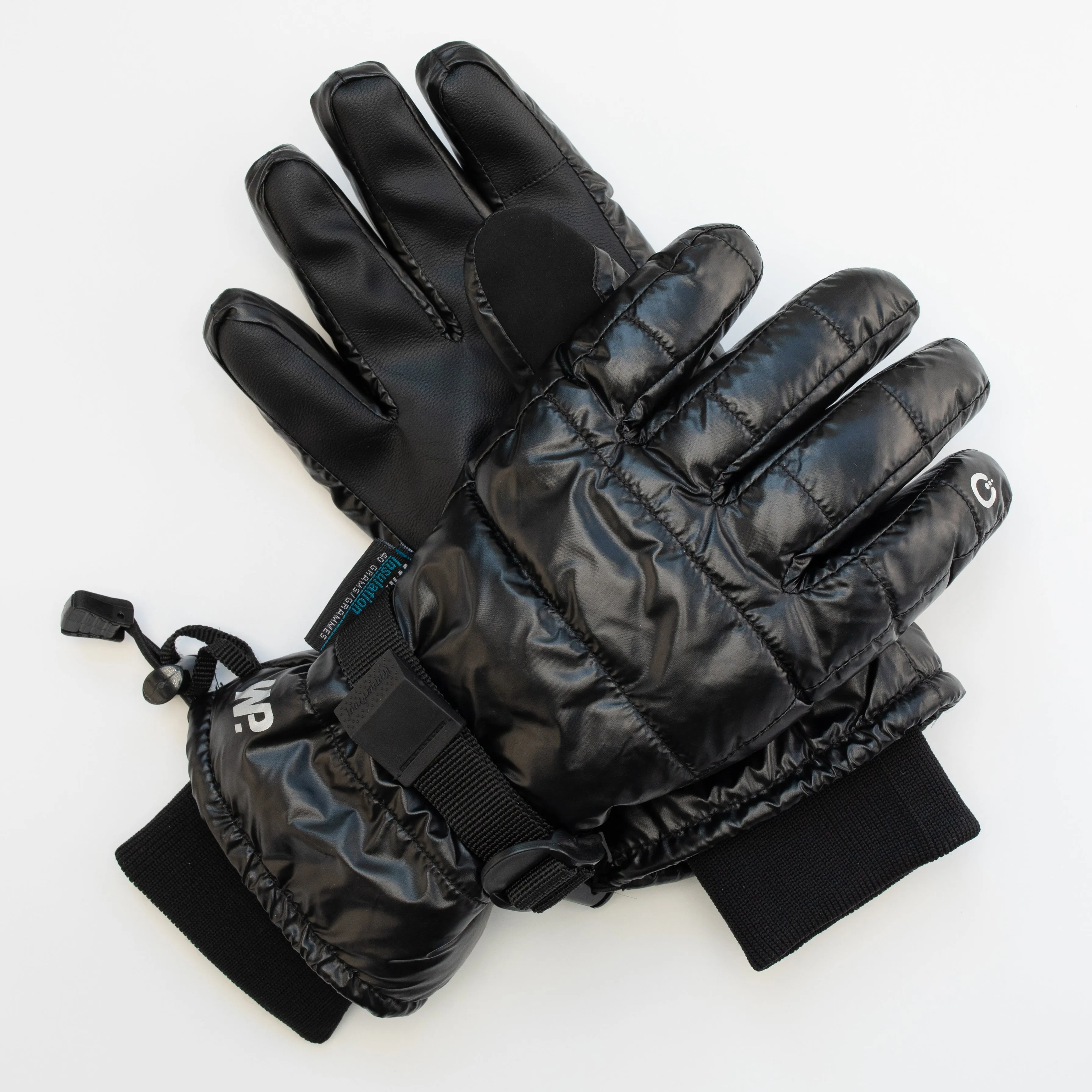 Women's Black Gloss Ski Gloves