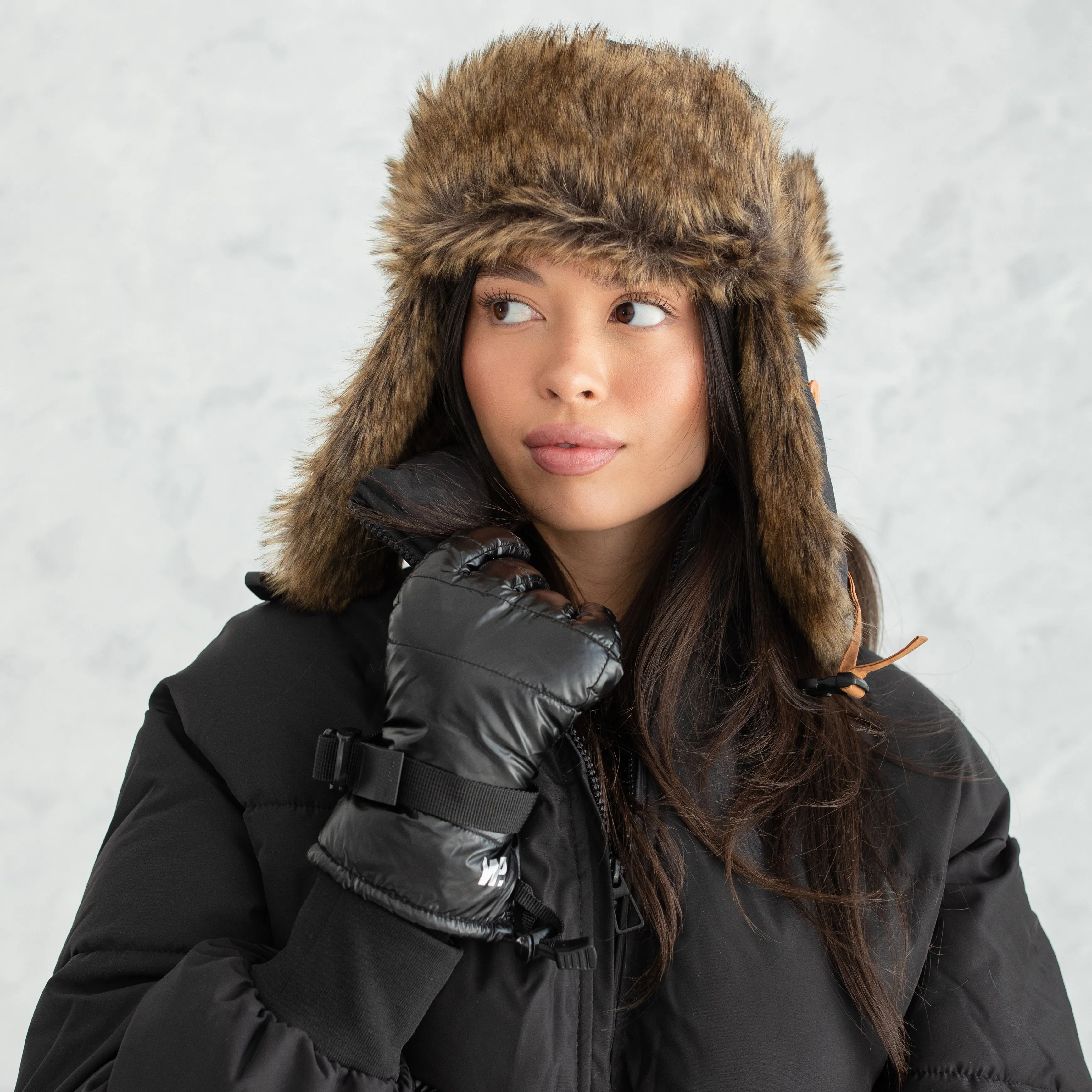 Women's Black Gloss Ski Gloves